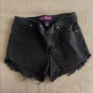 Gloria Vanderbilt Black Jean Shorts with Frayed Hem